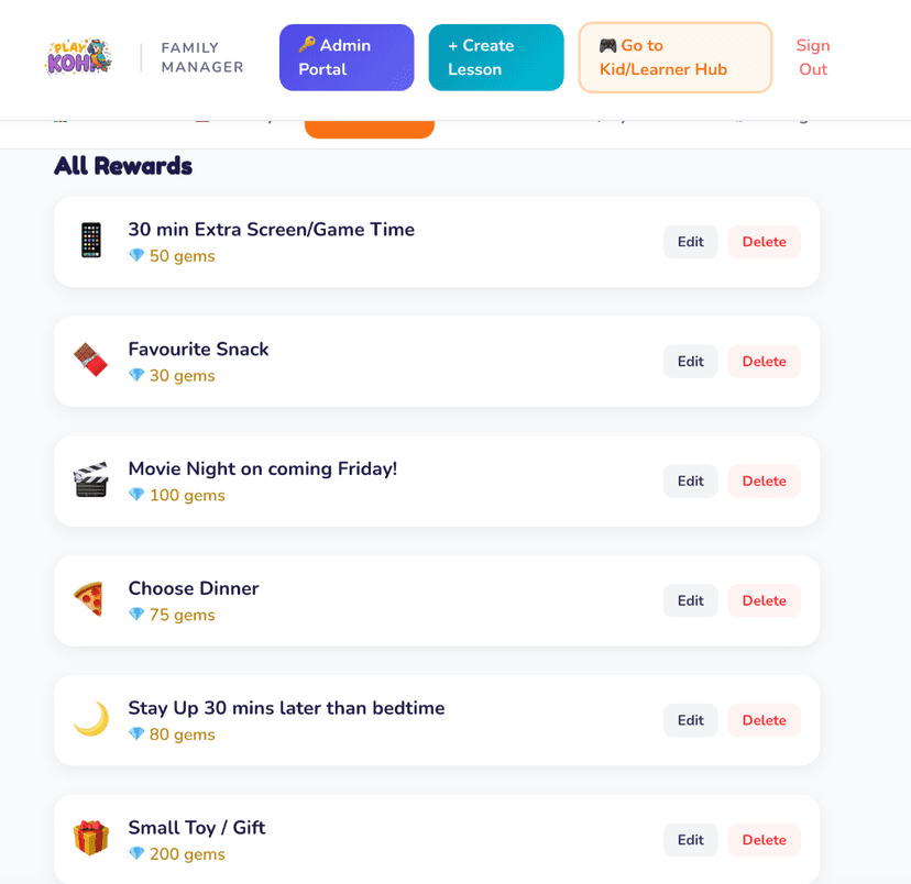Reward Store Screen